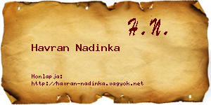 Havran Nadinka névjegykártya